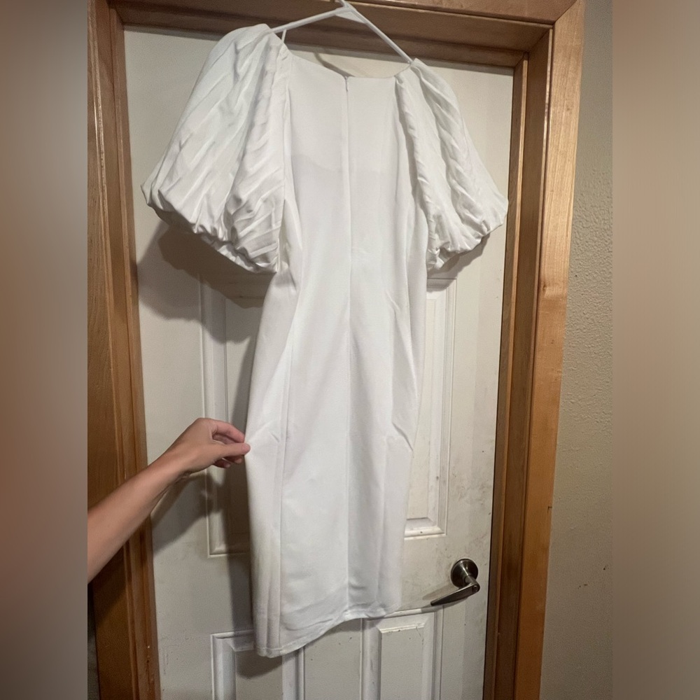Nina Leonard Puff Sleeve Dress - Picture 2 of 6